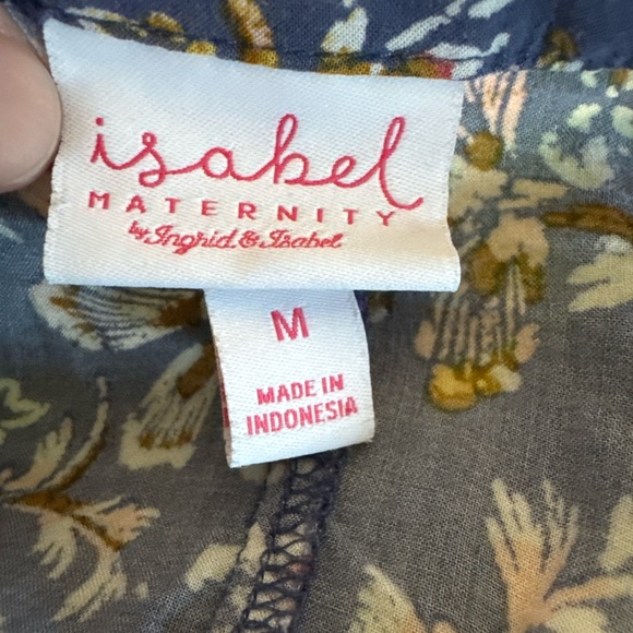 Isabel Maternity Blue Floral Rayon Blouse Size Medium Lightweight Top - Picture 3 of 6